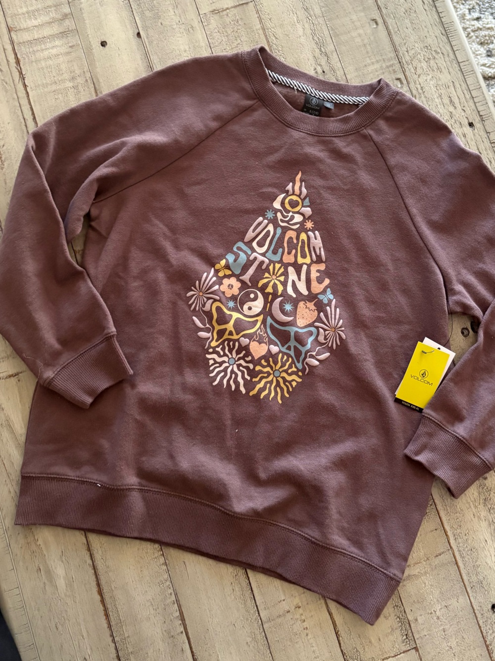 Volcom Crewneck Sweatshirt with Colorful Retro Graphic